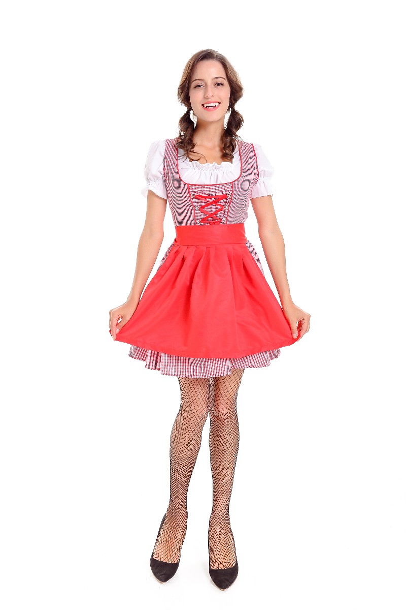 F1789  3 Pcs Dirndl Serving Wench Bavarian Beer Girl Oktoberfest Adult Costume